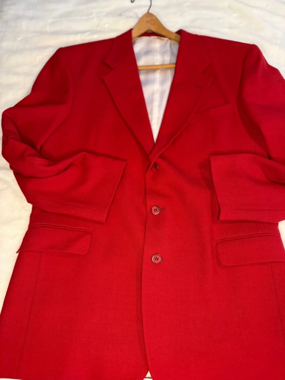 Vintage Europa Collection Diffusion Red 100% Wool Blazer / Suit Jacket 40/42